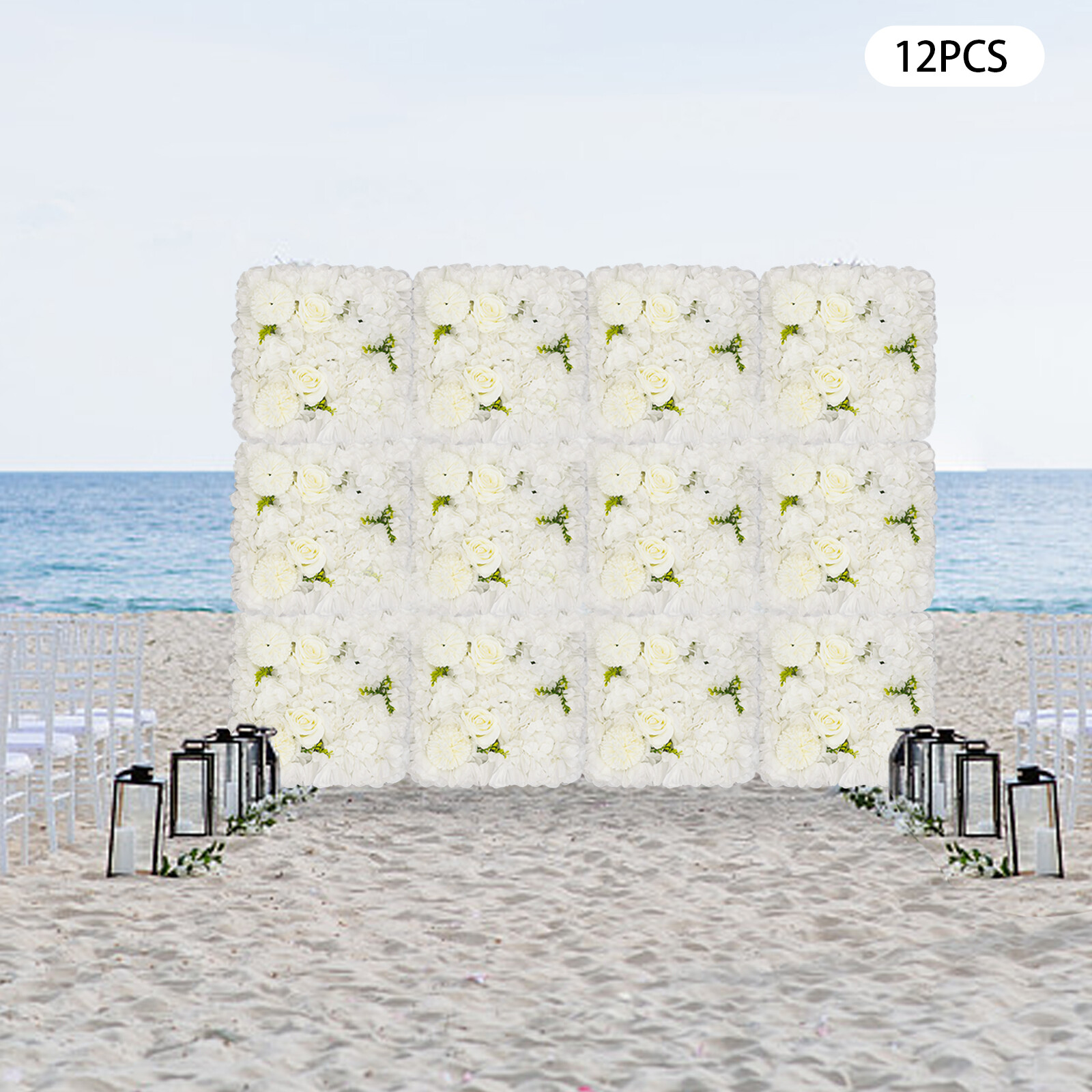3D Flower Wall Panel-12pcs Artificial Flower Wall Background Silk Rose Mat