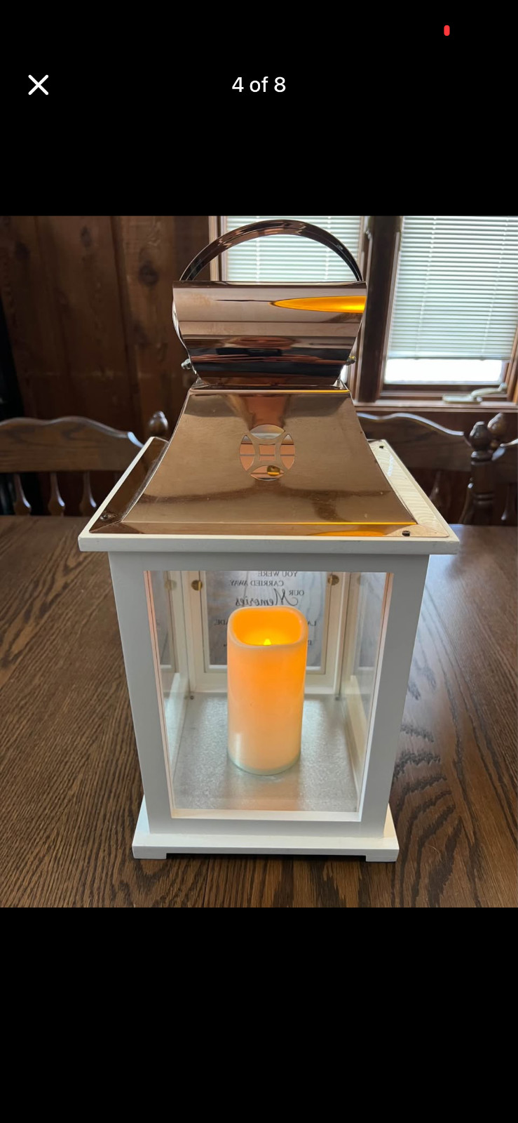 Memorial Lantern White with Copper Top – Gift, Sympathy, or Funeral