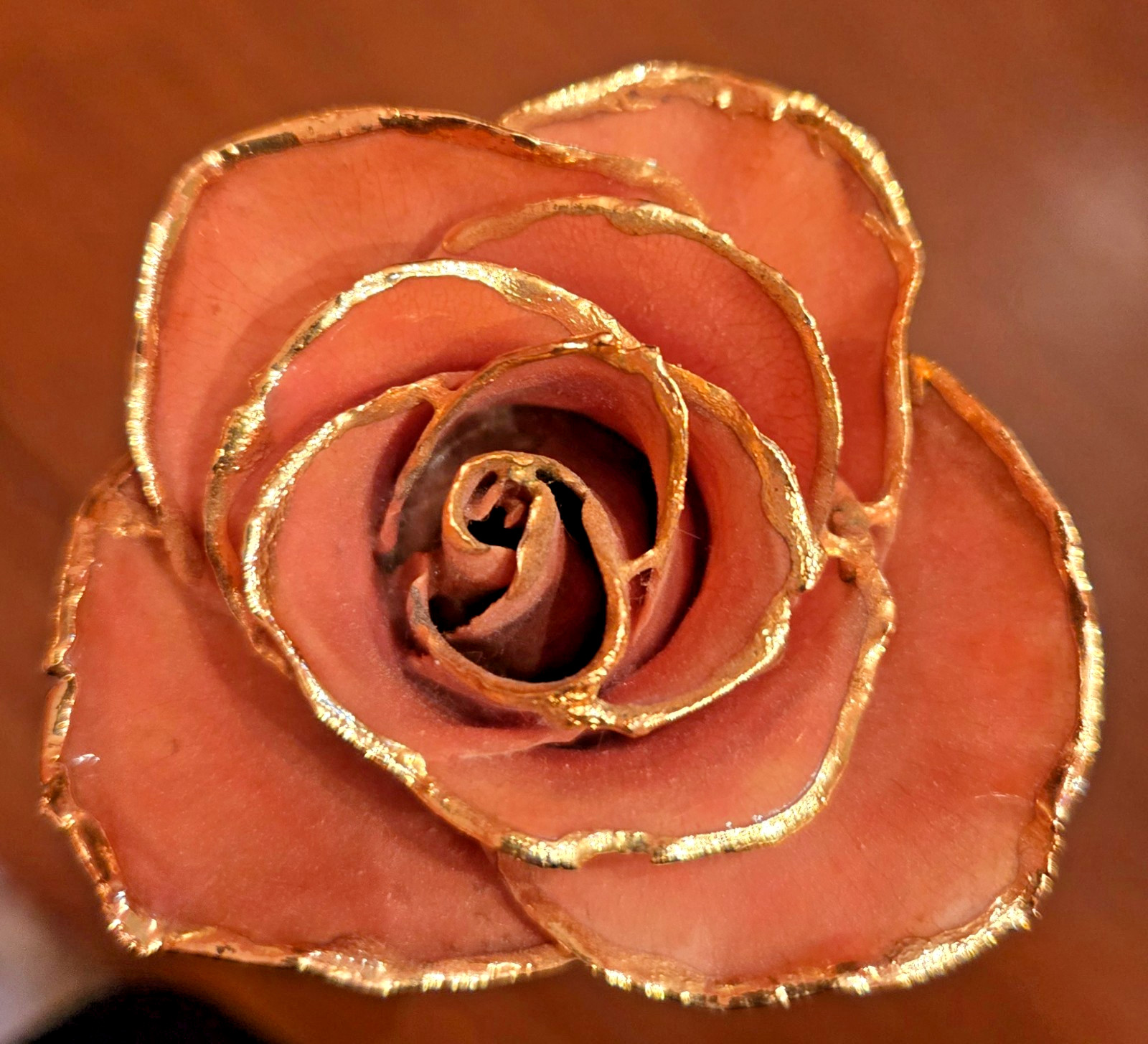 24K Gold Dipped Lacquered Pink Rose with Italian Lead Crystal Bud Vase EXCELLENT