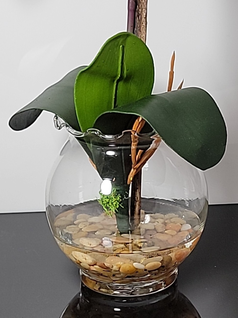 Nearly Natural 1277-WH Mini Phalaenopsis with Fluted Vase Silk Flower Arrangemen