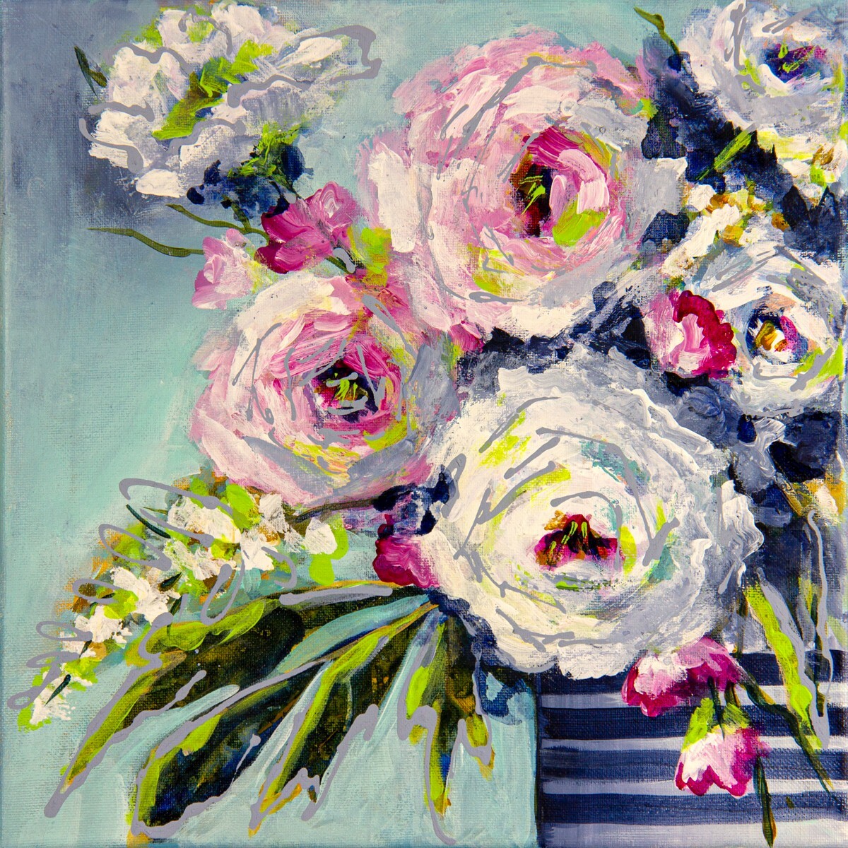 Contemporary Art Floral on canvas, original painting direct from artist