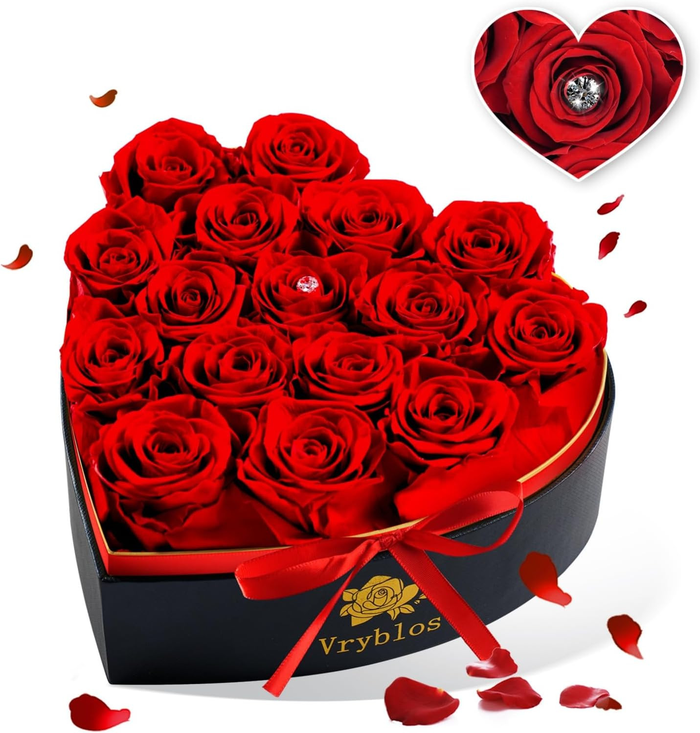 Forever Red Roses in a Heart Shaped Box 16 Preserved Flowers for Delivery 100% R