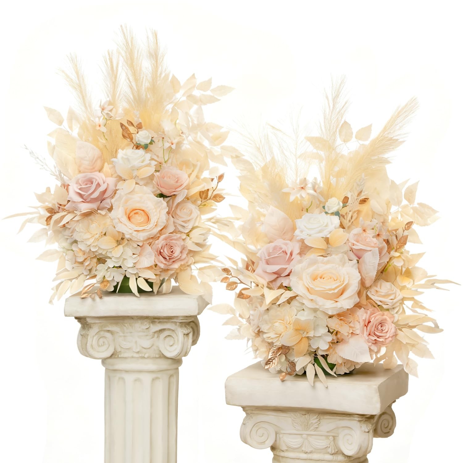 Free-Standing Artificial Flower Set of 2, Table Centerpiece with Rubber Pad, …