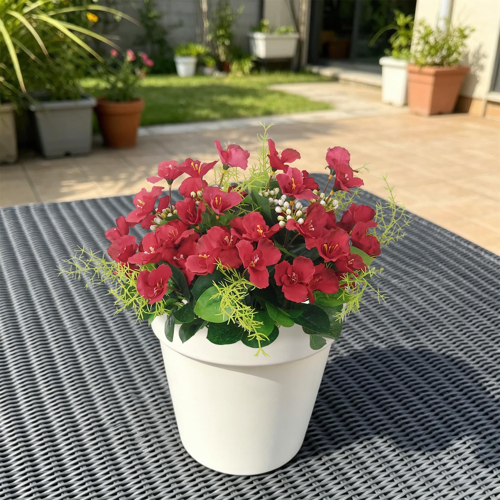 Artificial Hibiscus Flowers for Outdoors Spring Summer Decor 5 Bundles Red Fa…
