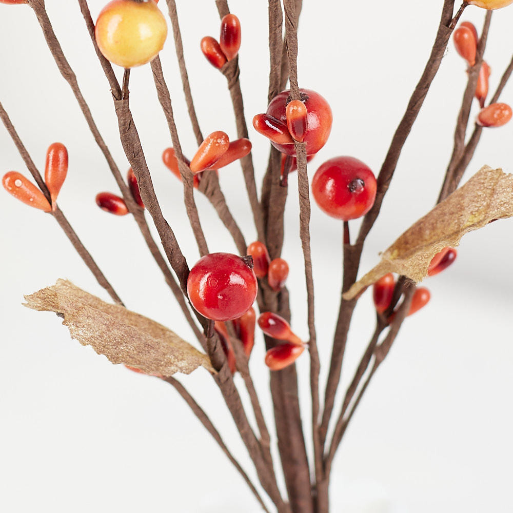 Bulk Lot of 12 Factory Direct Craft Autumn Mixed Berry and Leaf 11″ Picks