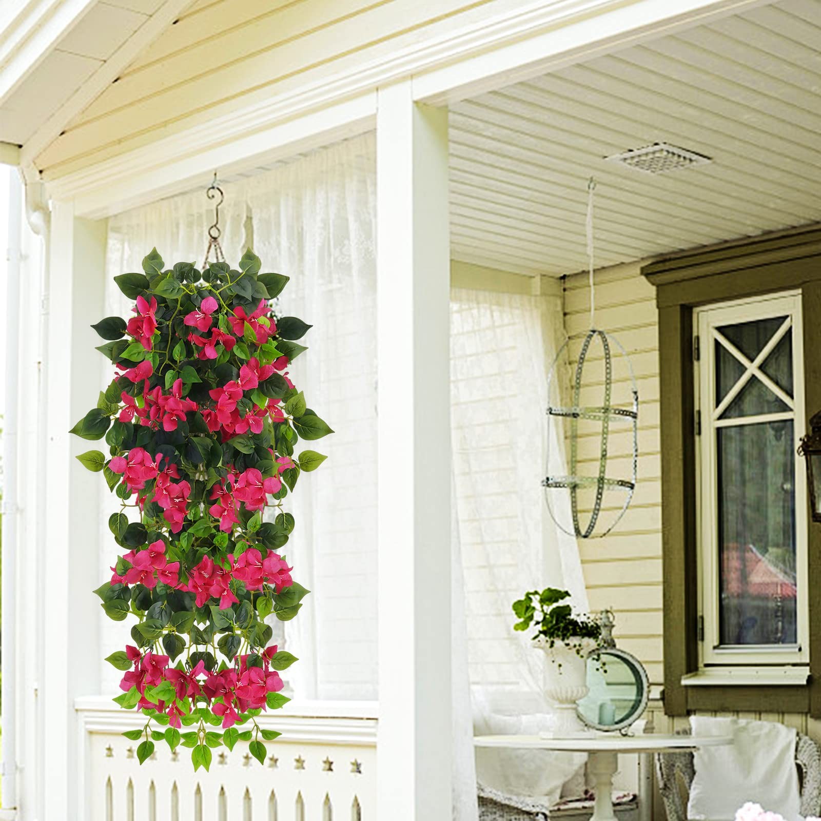 Elecxlink Fake Hanging Flowers Plants Bougainvillea ArtificialUV Resistant Fa…