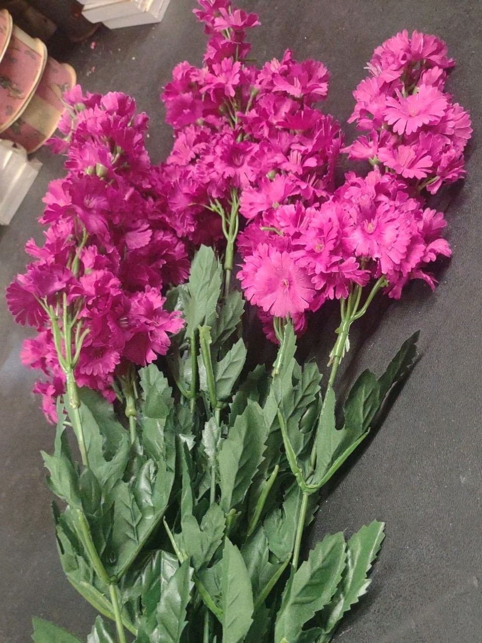 24″ Silk Stock Flower Bush, Fuchsia Hot Pink, 9 Stems Realistic Matthiola
