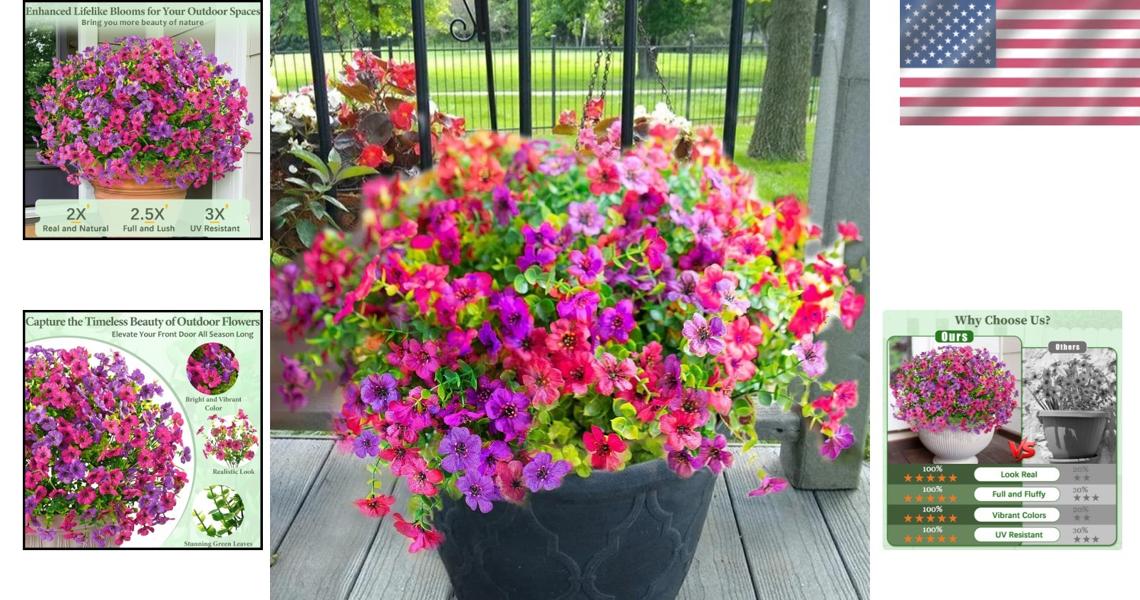 Transform Your Space with 12 Bundles of Realistic UV Resistant Outdoor Flowers