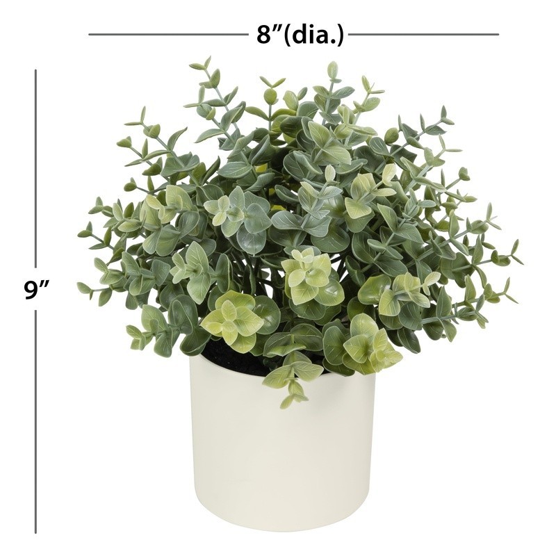Artificial Eucalyptus Plant Cream Pot Tabletop Decor Maintenance Free Greenery