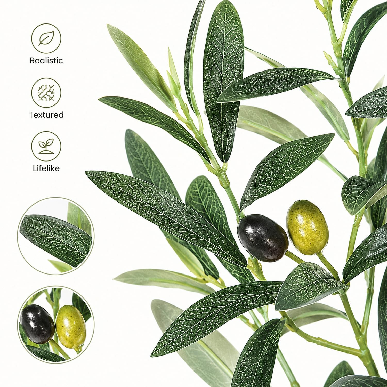 Olive Trees Artificial Indoor, 5FT Tall Faux Olive Tree with White Tall Plant…