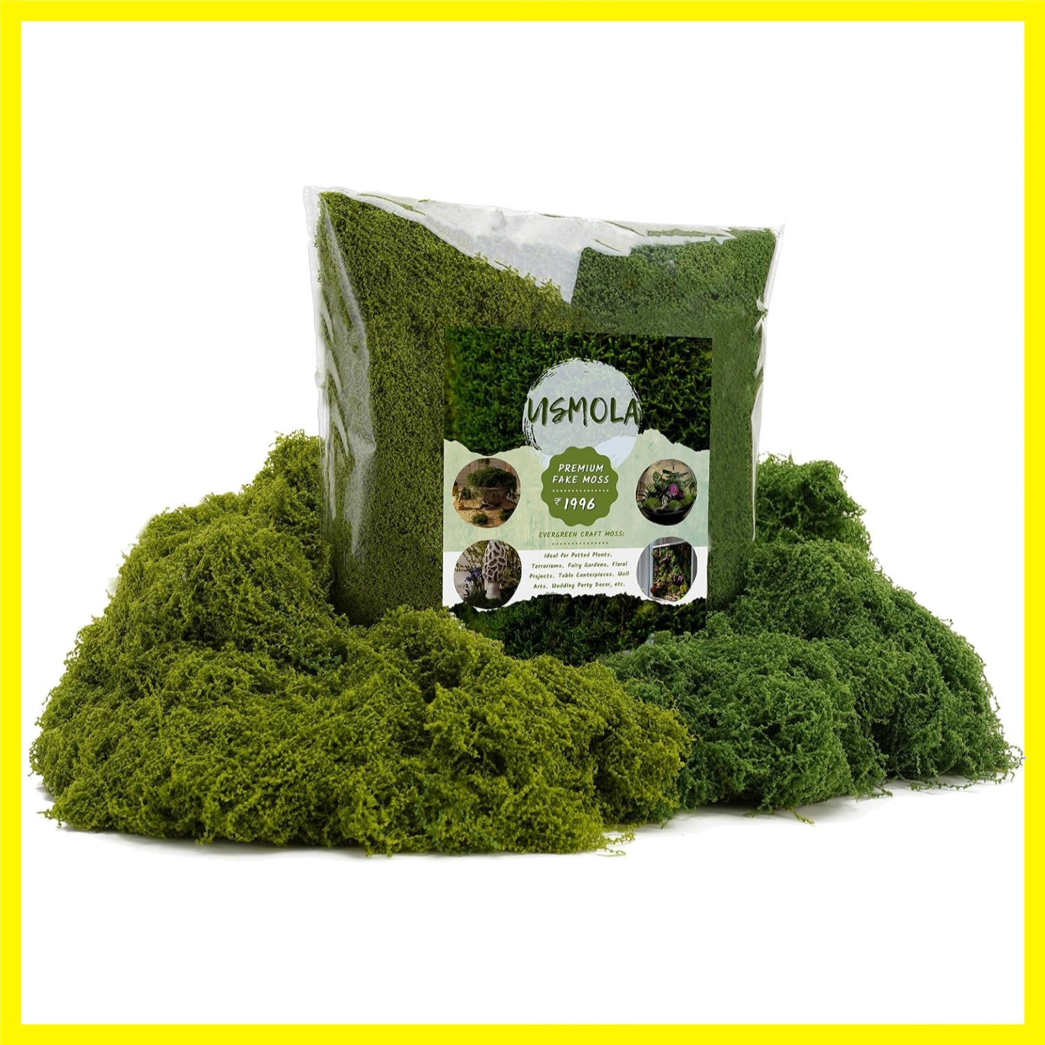 Dual-Color Fake Moss for Potted Plants Indoor, 7OZ Realistic Artificial Moss …