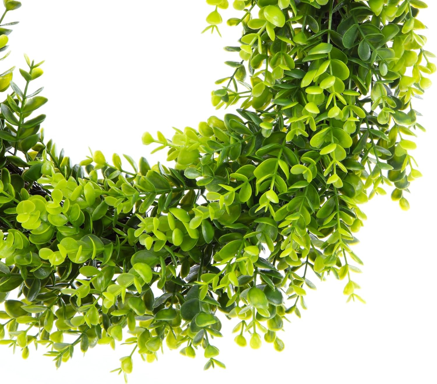 20″ Artificial Boxwood Wreath with Burlap Ribbon – UV-Resistant Weatherproof