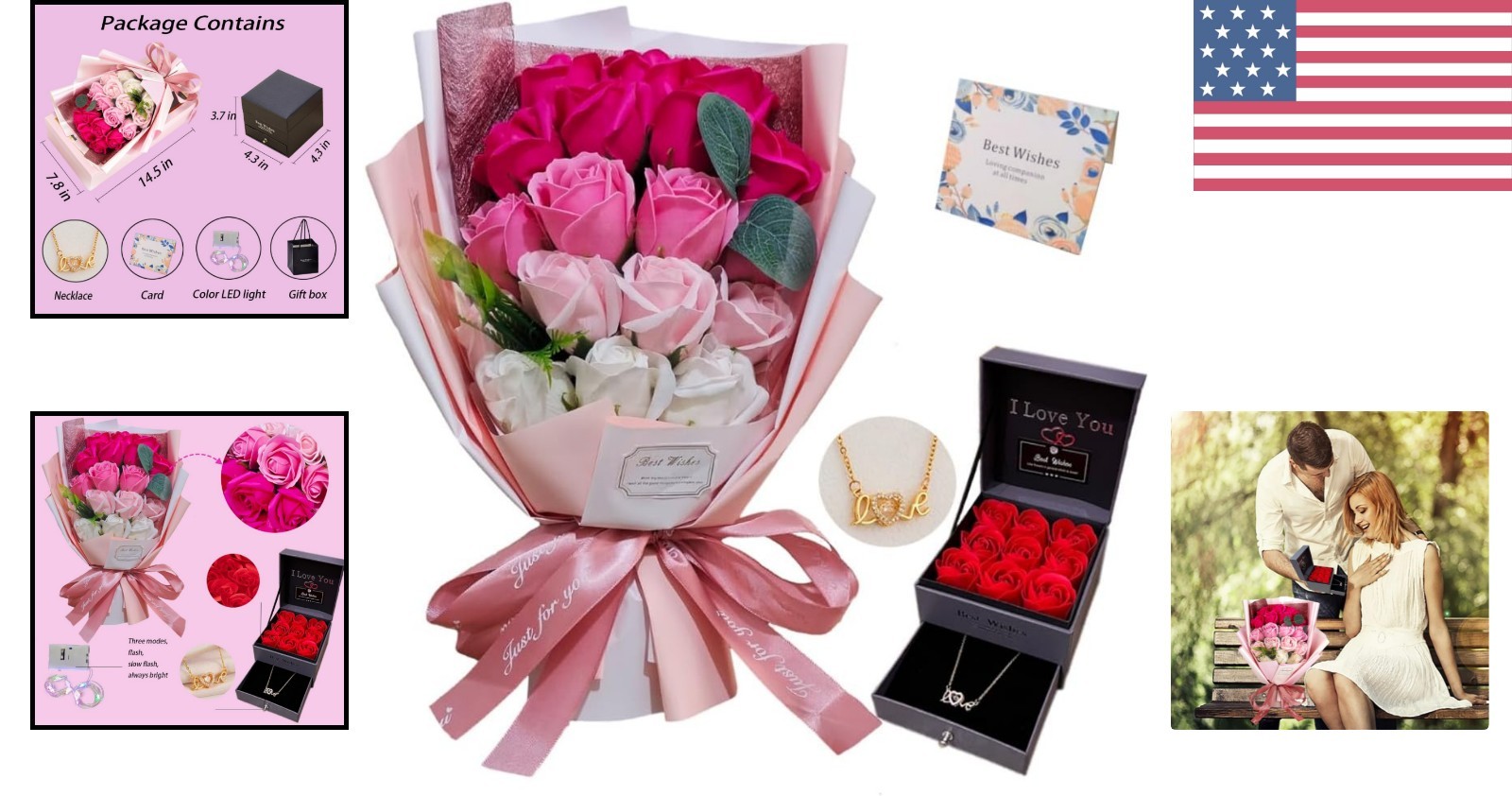 Charming Preserved Flower Bouquet with Holder – Birthday and Anniversary Gift