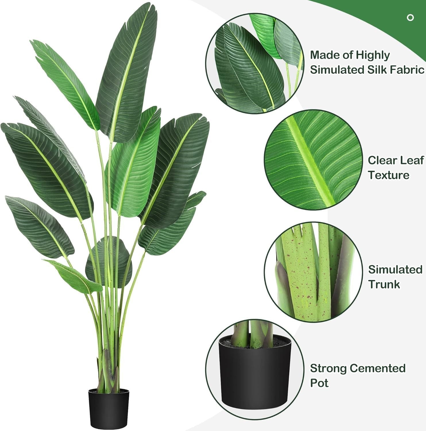 1/2PCS Artificial Banana Tree Tall Fake Palm Tree Plant Home Decor 48/60/72in