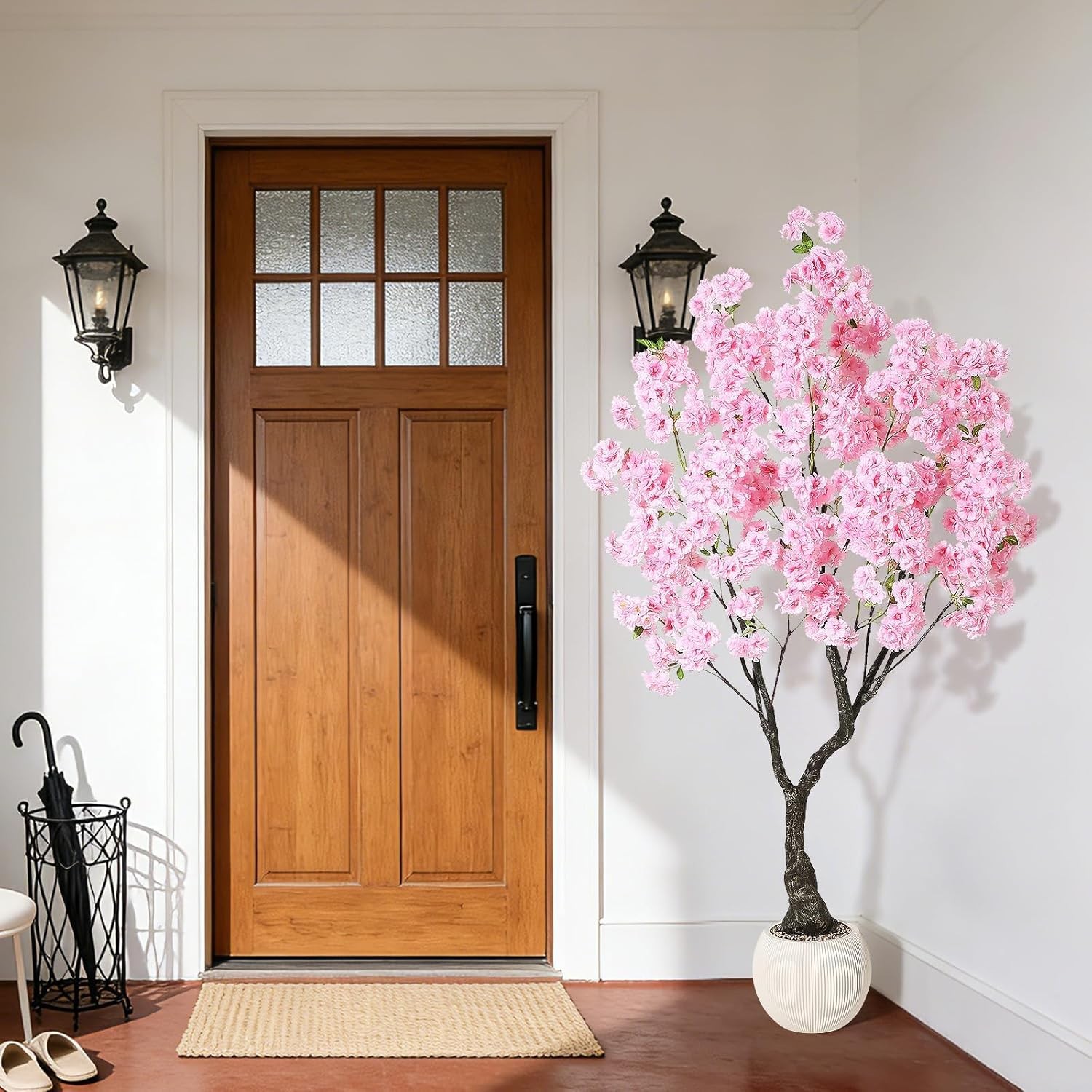 6FT Artificial Cherry Blossom Tree: Pink Faux Flower Tree for Home Wedding Decor