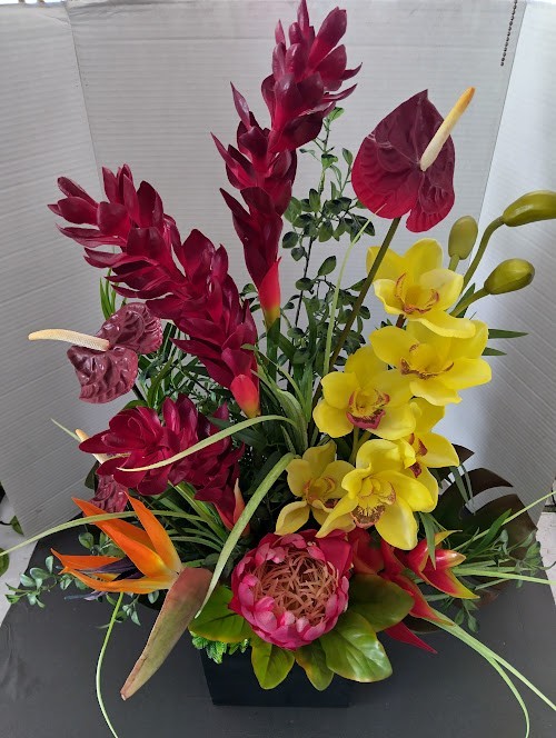 Artificial tropical floral arrangement