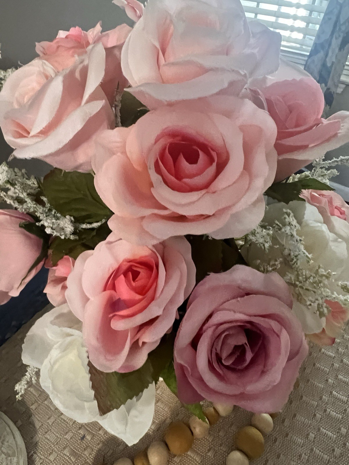 Cottagecore Pink Rose Wreath & Floral Arrangement Set, Girls Room Decor