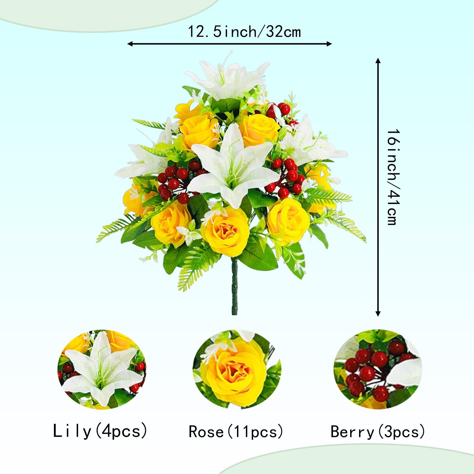 RUMEAVAO 2 Sets Artificial Silk Cemetery Flowers, Memorial Flowers for Graves…