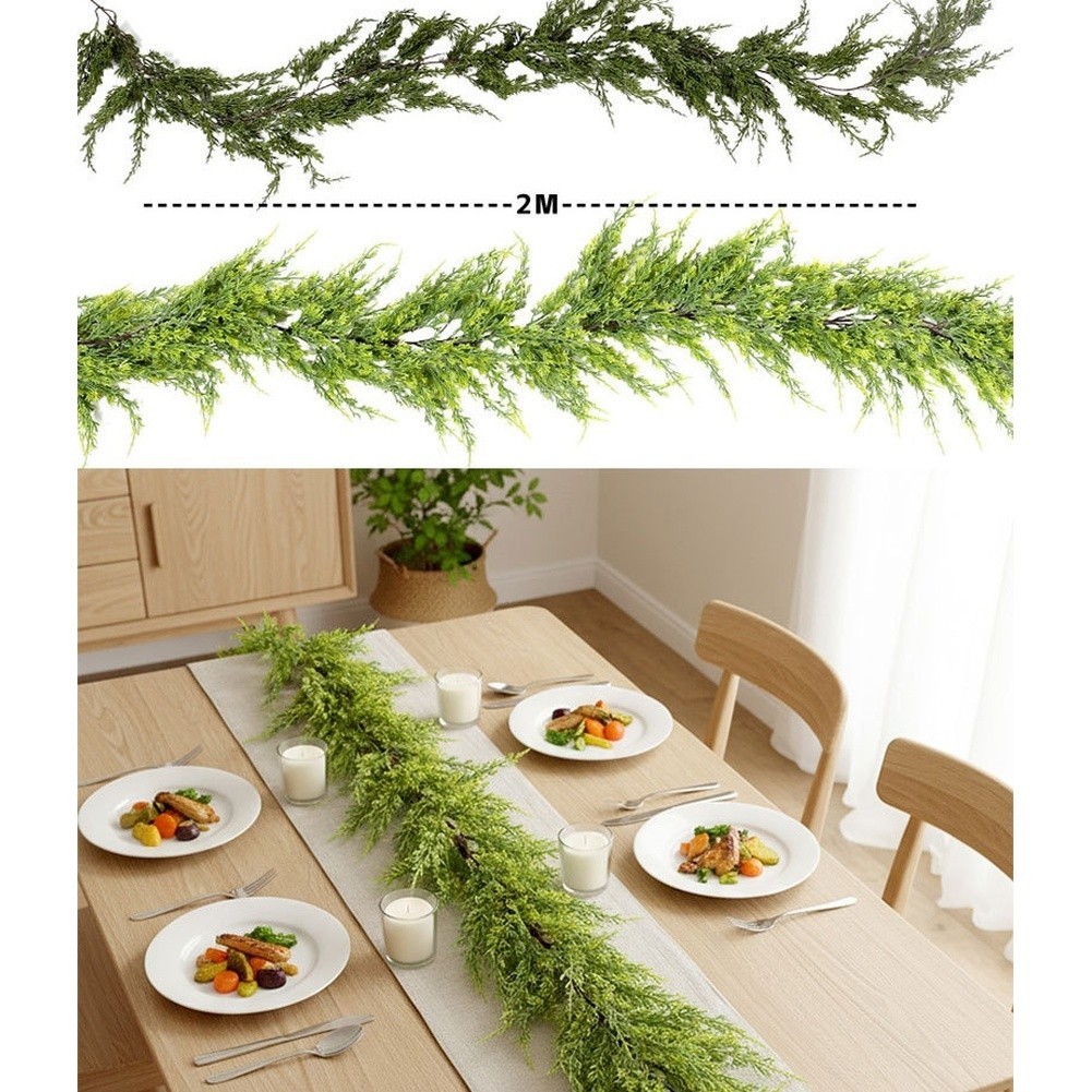 Soft PVC Faux Pine Vine Garland for Home Window Door Holiday Decoration