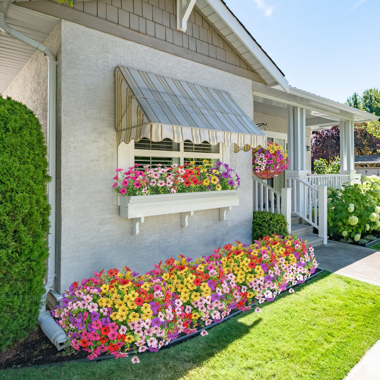 20 Bundles Artificial Flowers for Outdoors Fake Plants, Multicolor