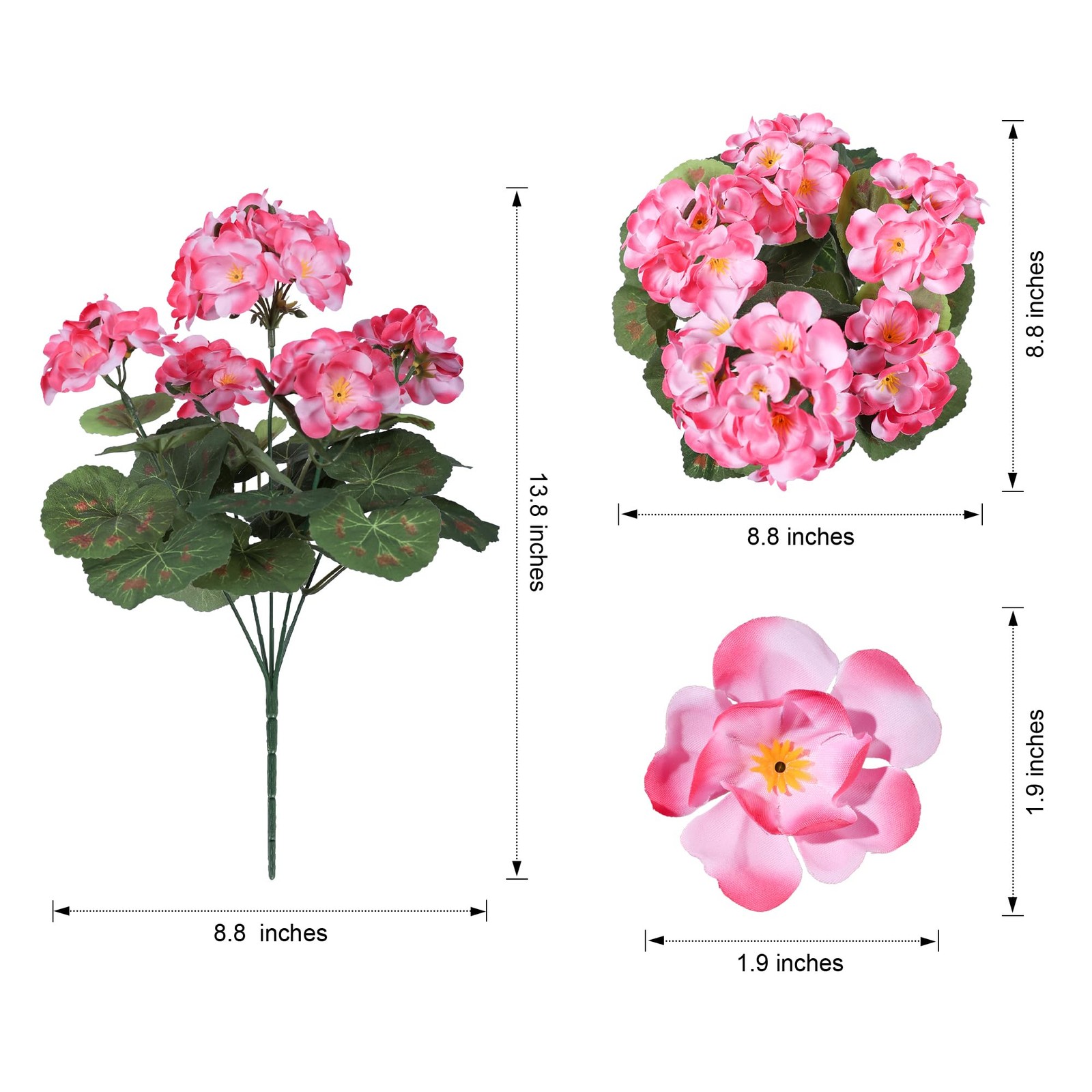 Artificial Geranium Fake Flowers for Outdoors Decoration, 6 Bundles Silk Gera…