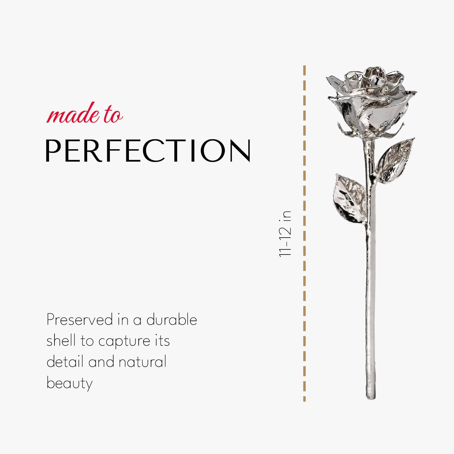 Real Rose Dipped in Platinum, Luxury Gold Gift Box | Handcrafted Preserved Rose,