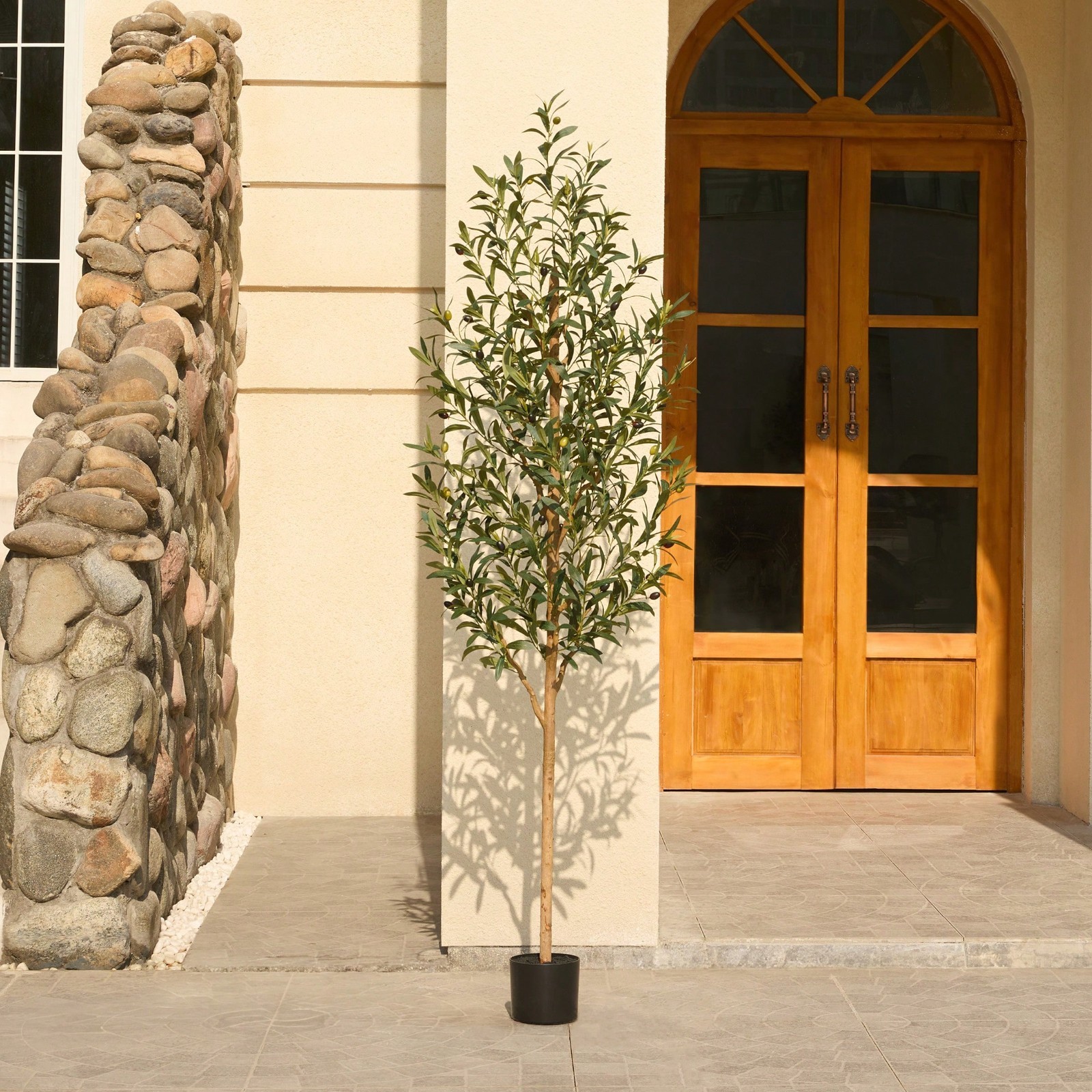 6FT Artificial Olive Tree, UV Resistant Potted Tall Faux Olive Tree With Large L