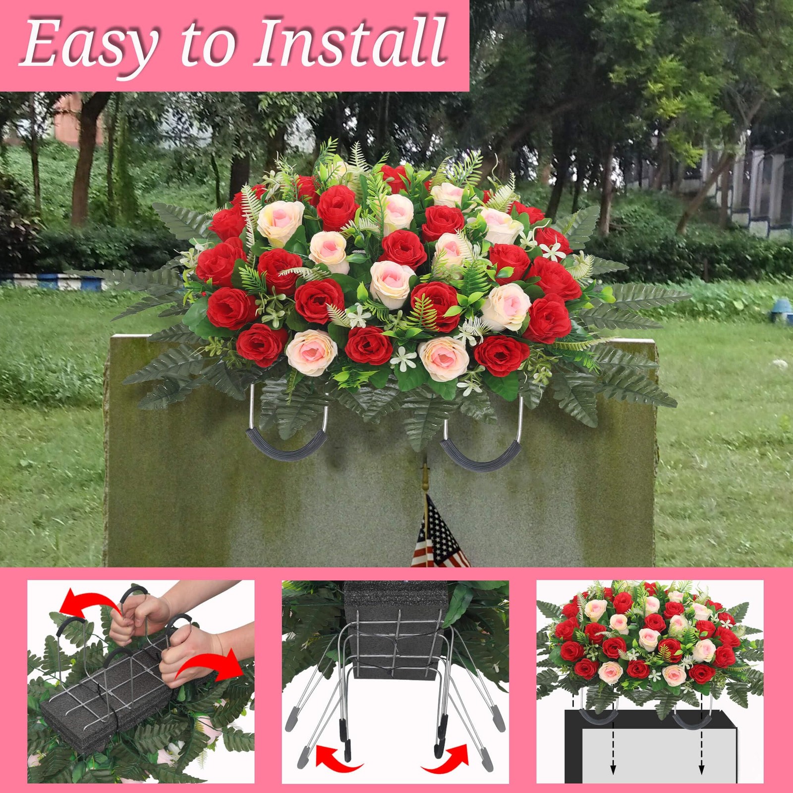 Artificial Cemetery Flower Saddles Cemetery Flowers for Grave Memorial Grave …