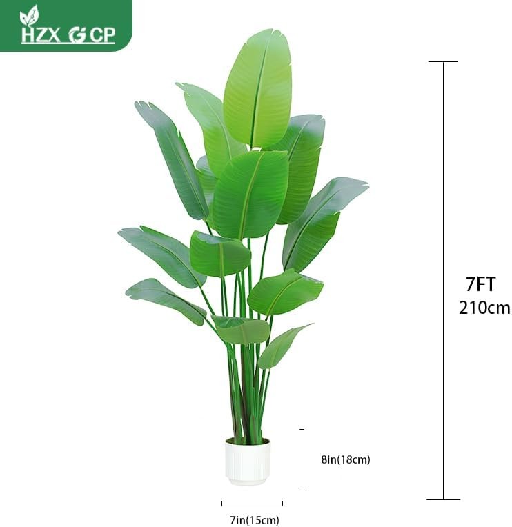 Bird of Paradise Plant Artificial 7ft,Faux Plants Indoor Tall with 13 Trunks –