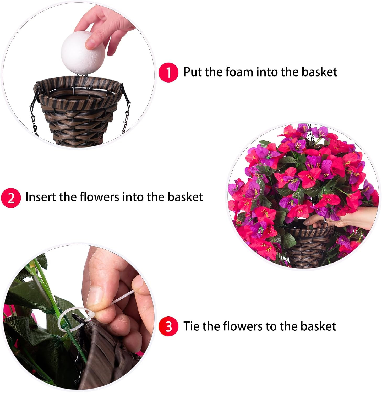 UV Resistant Faux Bougainvillea Plants – 3PCS Silk Flowers for Outdoor Decor