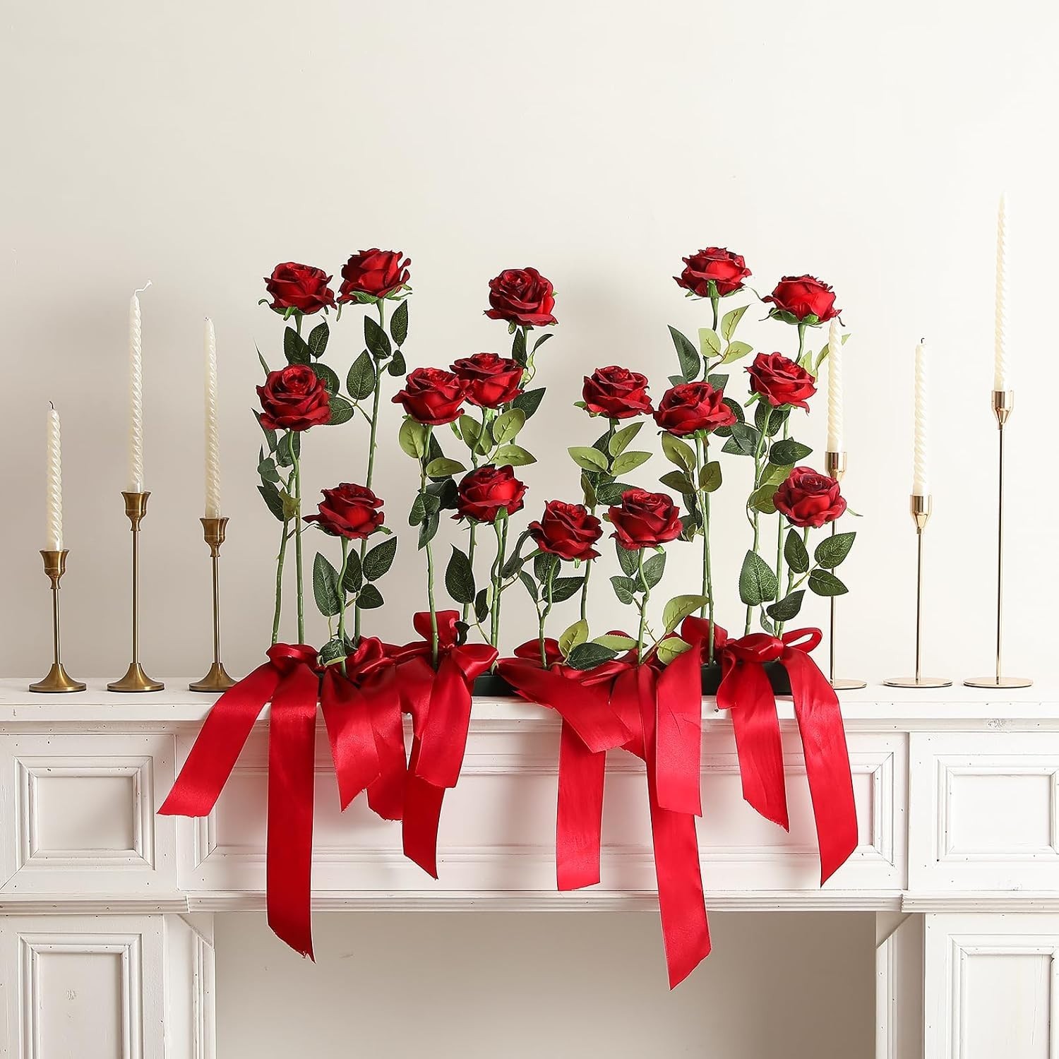 12PCS Maintenance-Free Burgundy Roses – Realistic Silk Flowers for Centerpieces