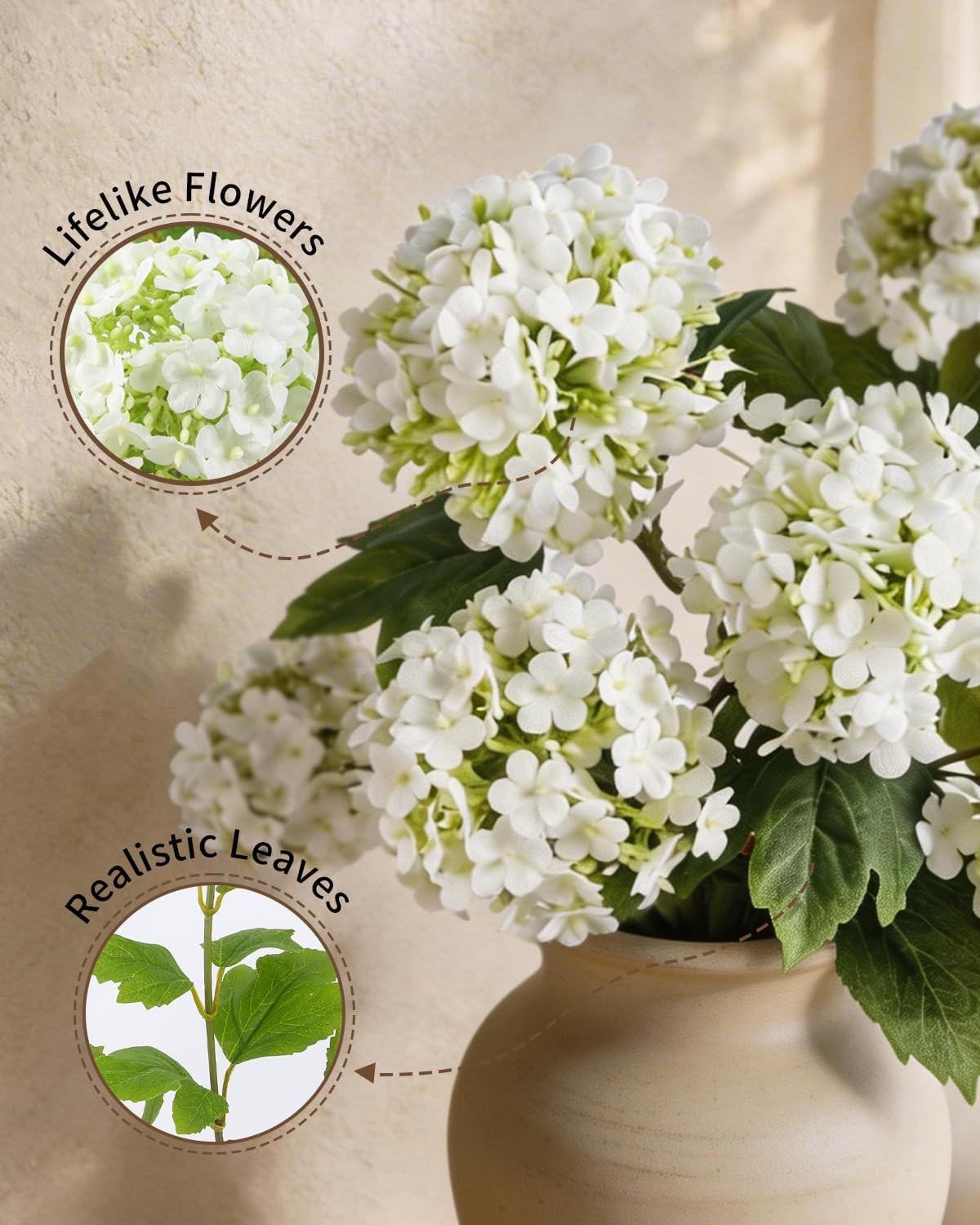 6 Pcs Hydrangea Artificial Flowers – 32″ & 26″ Faux Long Stem with 24 Realist…