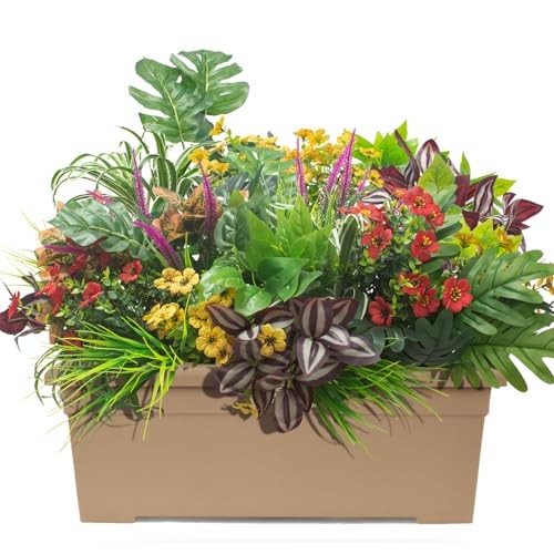 Grunyia 20PCS Fake Flowers UV Resistant Artificial Plants & Faux Shrubs –