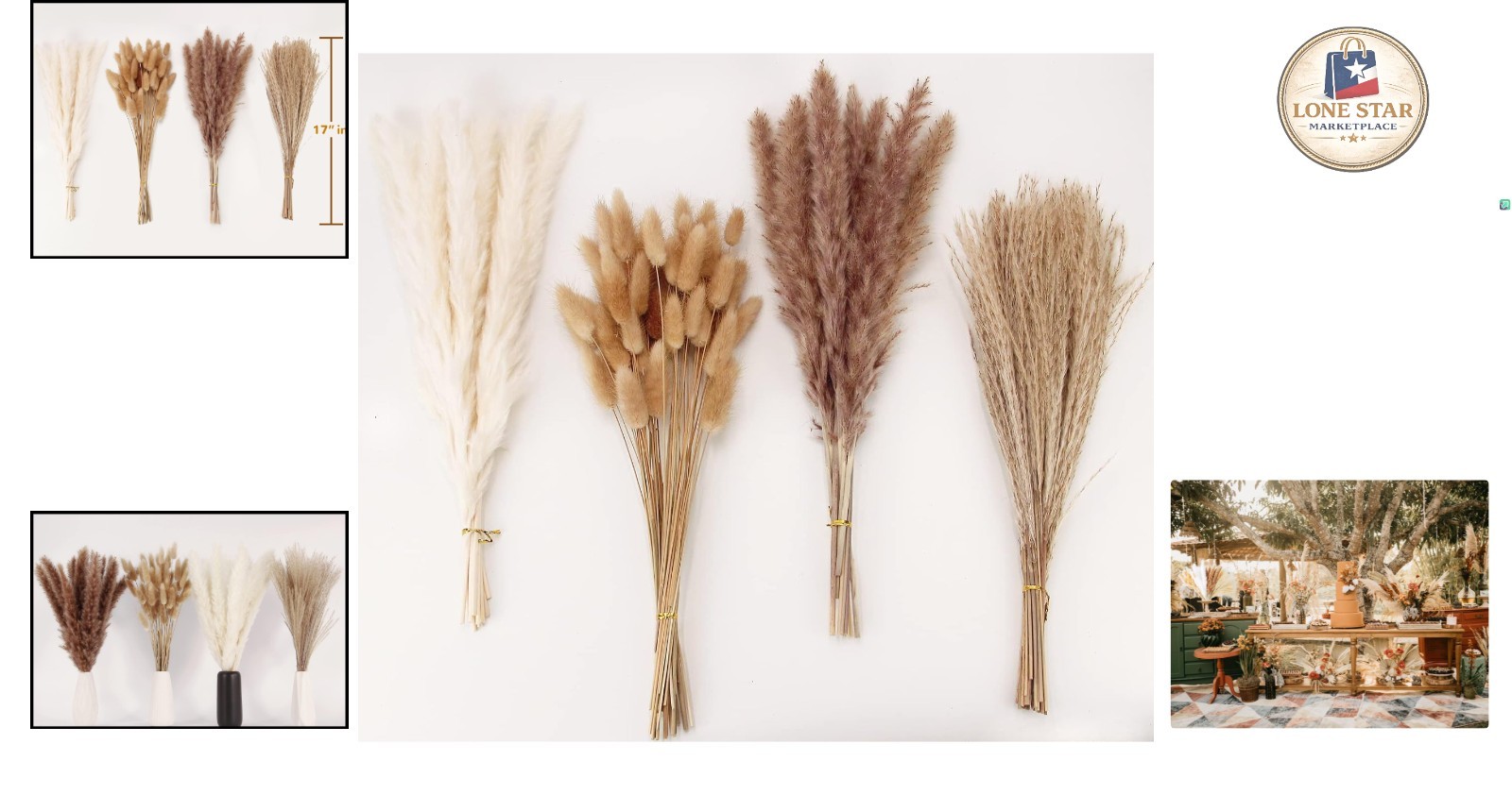 Elegant 17-Inch Pampas Grass Arrangement – Dried Floral Decor for Any Occasion