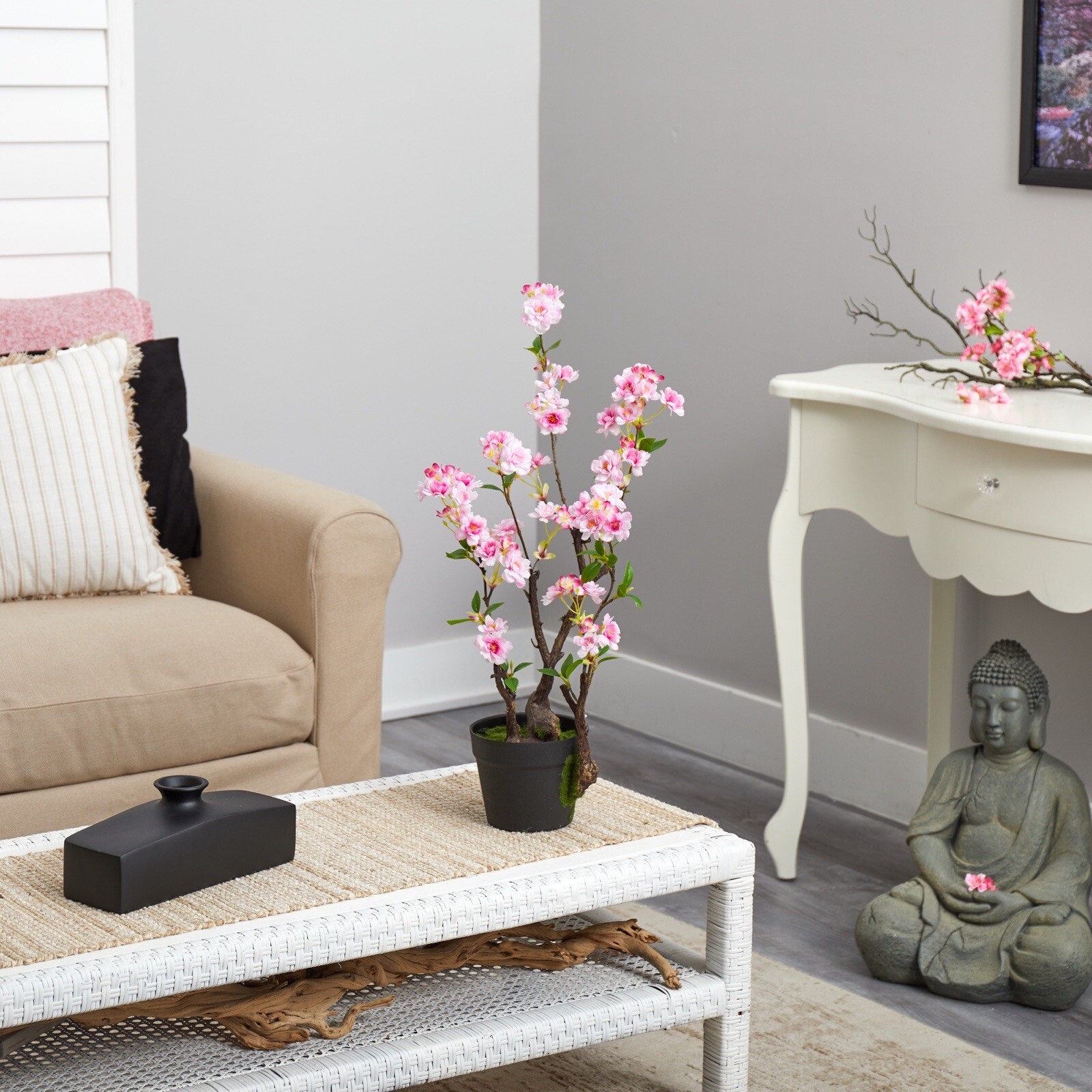 2.5’ Cherry Blossom Flowering Artificial Plant Home Office Decor. Retail $76