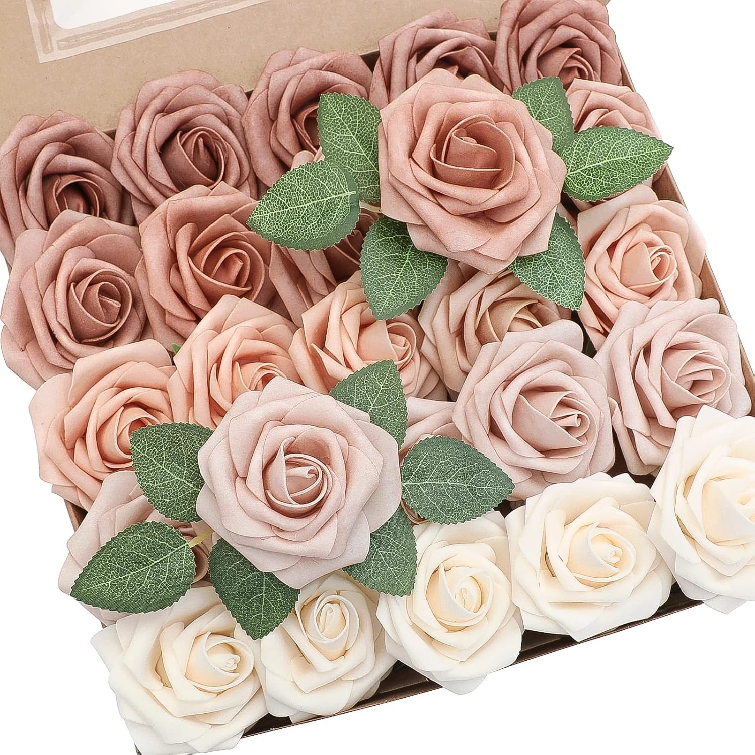 Artificial Flowers 25pcs Real Looking Forest Green Ombre Colors Foam Fake