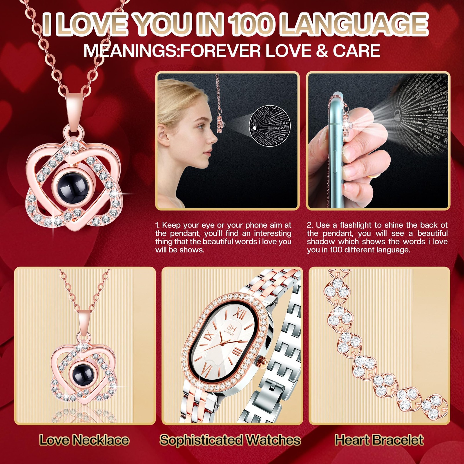 Pasuvsigr Preserved Rose Gift Set for Wife Women, Forever Rose with 100 Langu…