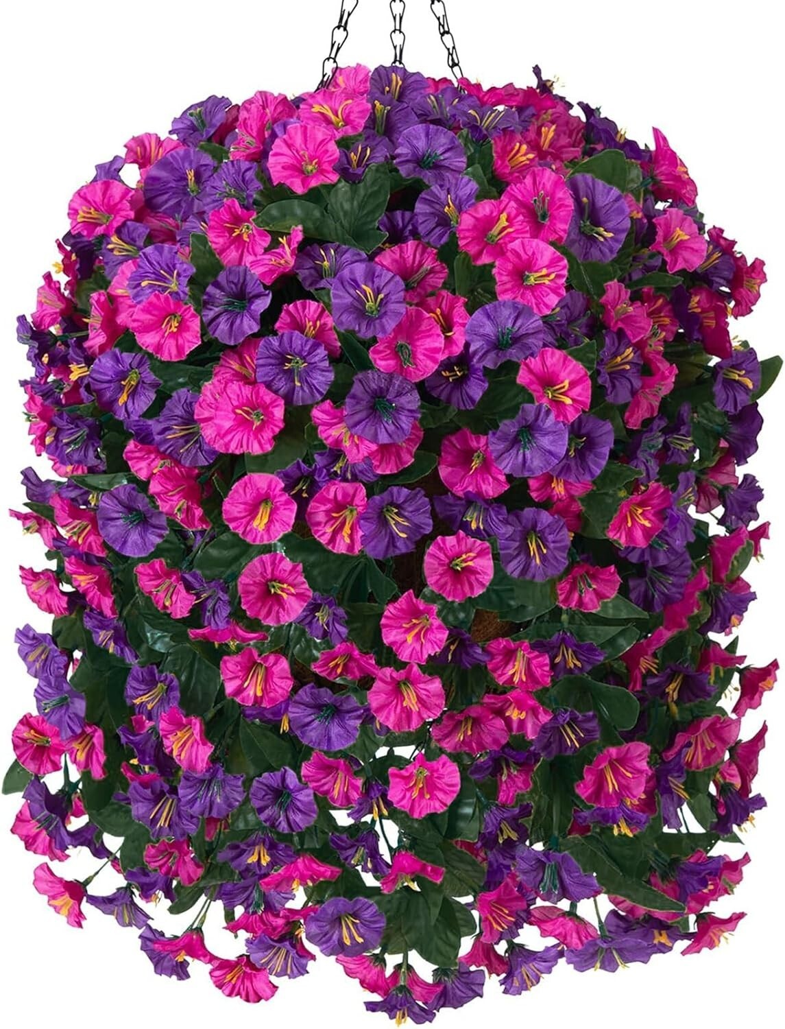 Vibrant Fuchsia & Dark Purple Faux Silk Hanging Flower Planter for Home Yards