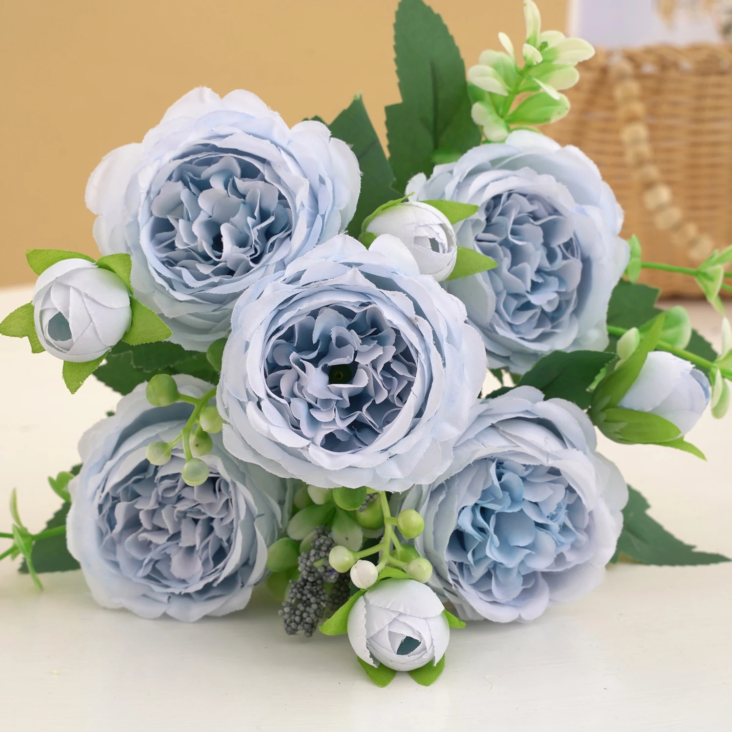 Artificial Silk Peony Flowers Fake Flower Faux Bouquet For Weddings Display HOT