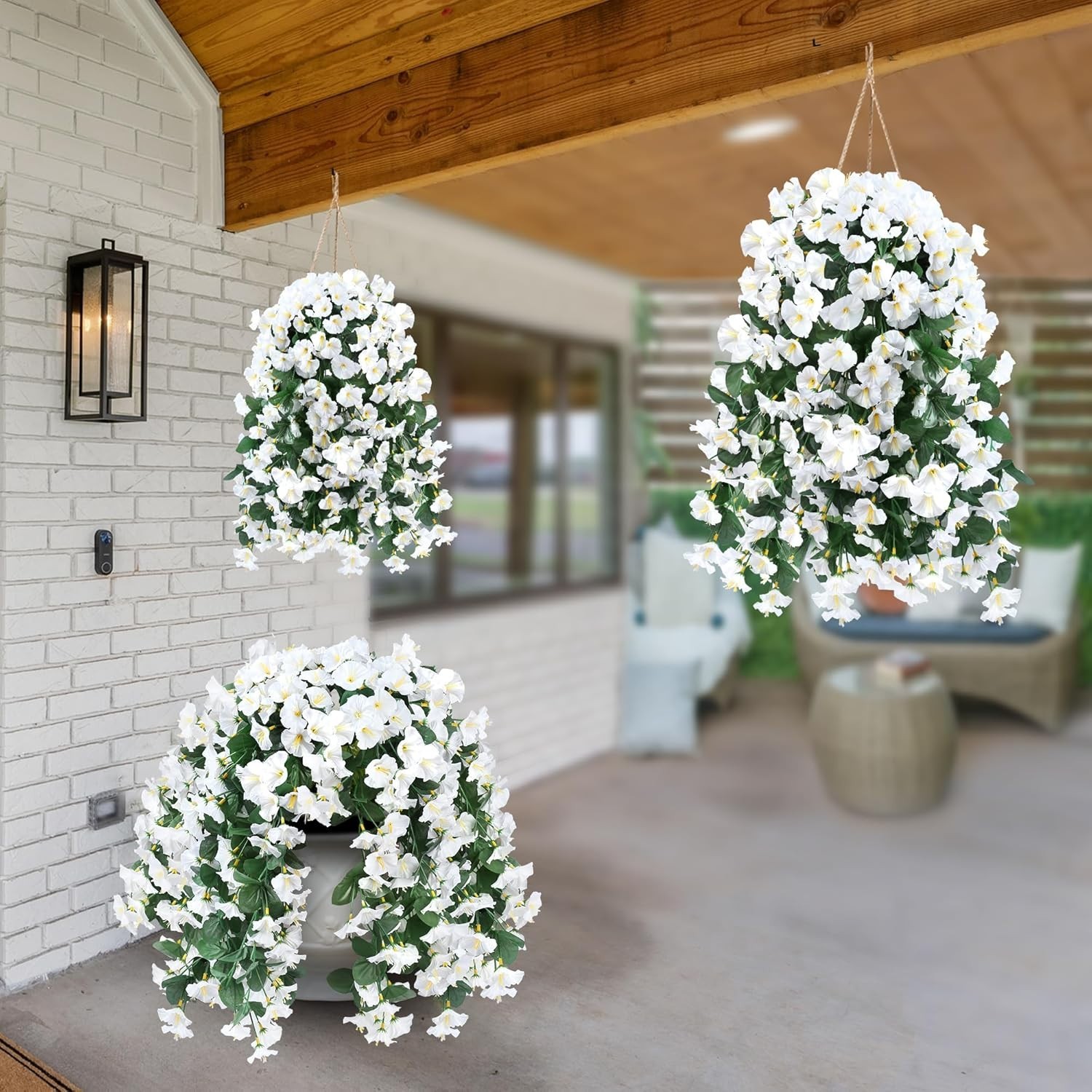 Charming UV Protected Faux Flowers – 2PCS Morning Glory Vines for Versatile Use