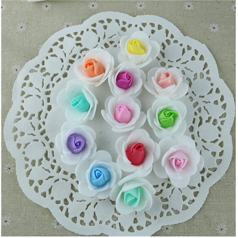 Mini Fake Roses Artificial Flowers 100 PCS 3.5cm Red Foam Rose Head for DIY C…