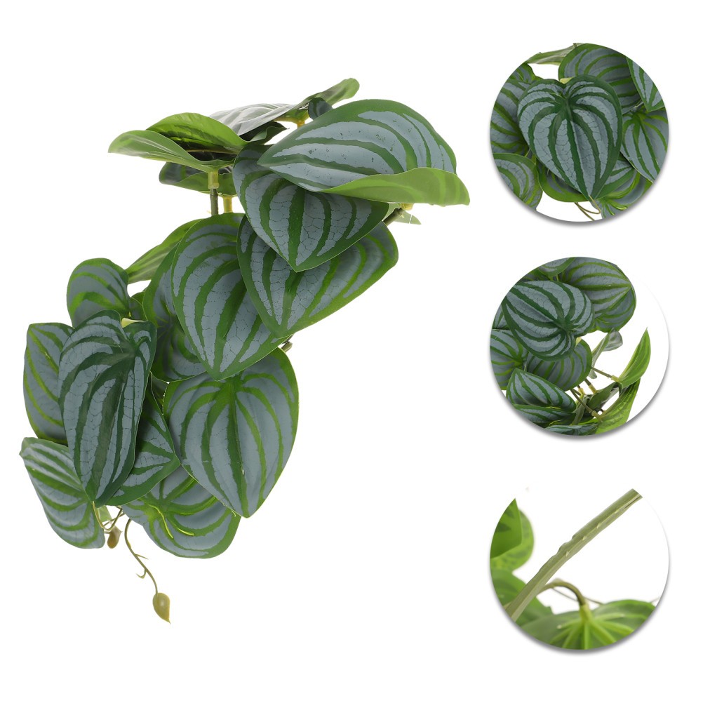 Compact Artificial Plant Faux Watermelon Leaves for Desk Decor
