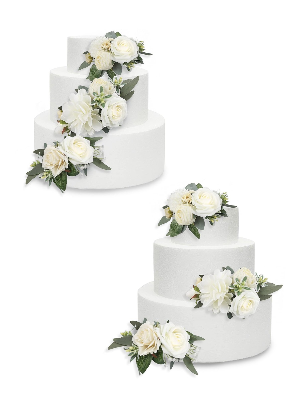 3Pcs Pre-made Cake Flowers Toppers White Green Cake Decorations Wedding Cake …