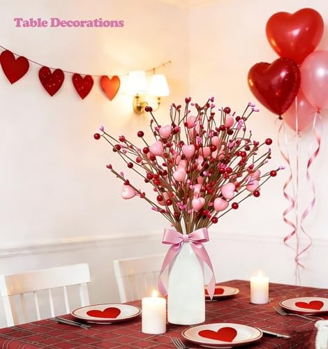 Valentine’s Day Decoration Pink Heart Picks Floral Gifts for Her Valentines