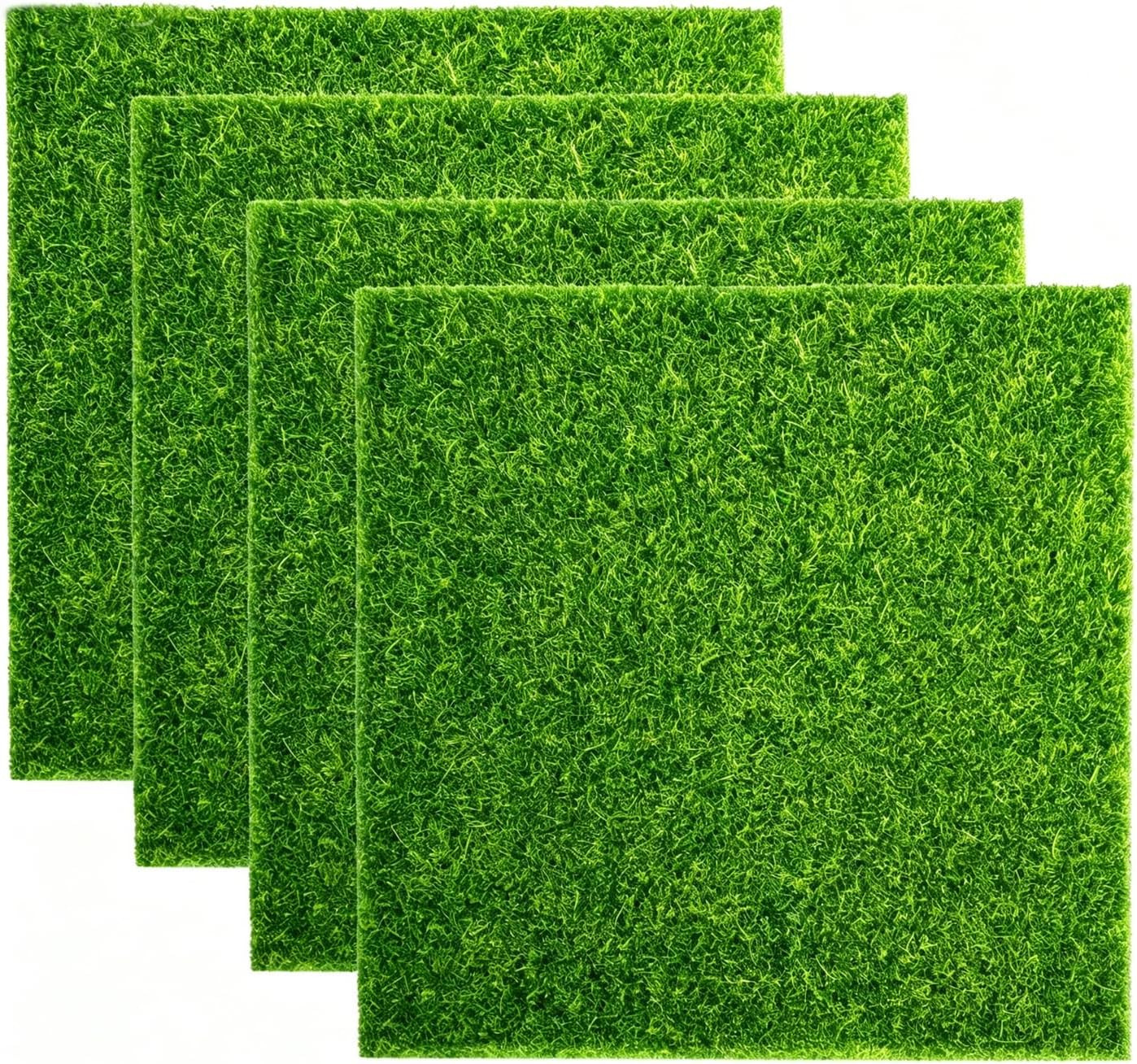 4 Packs 6″X6″ Fake Grass for Crafts, Artificial Grass Squares for Miniature Orna