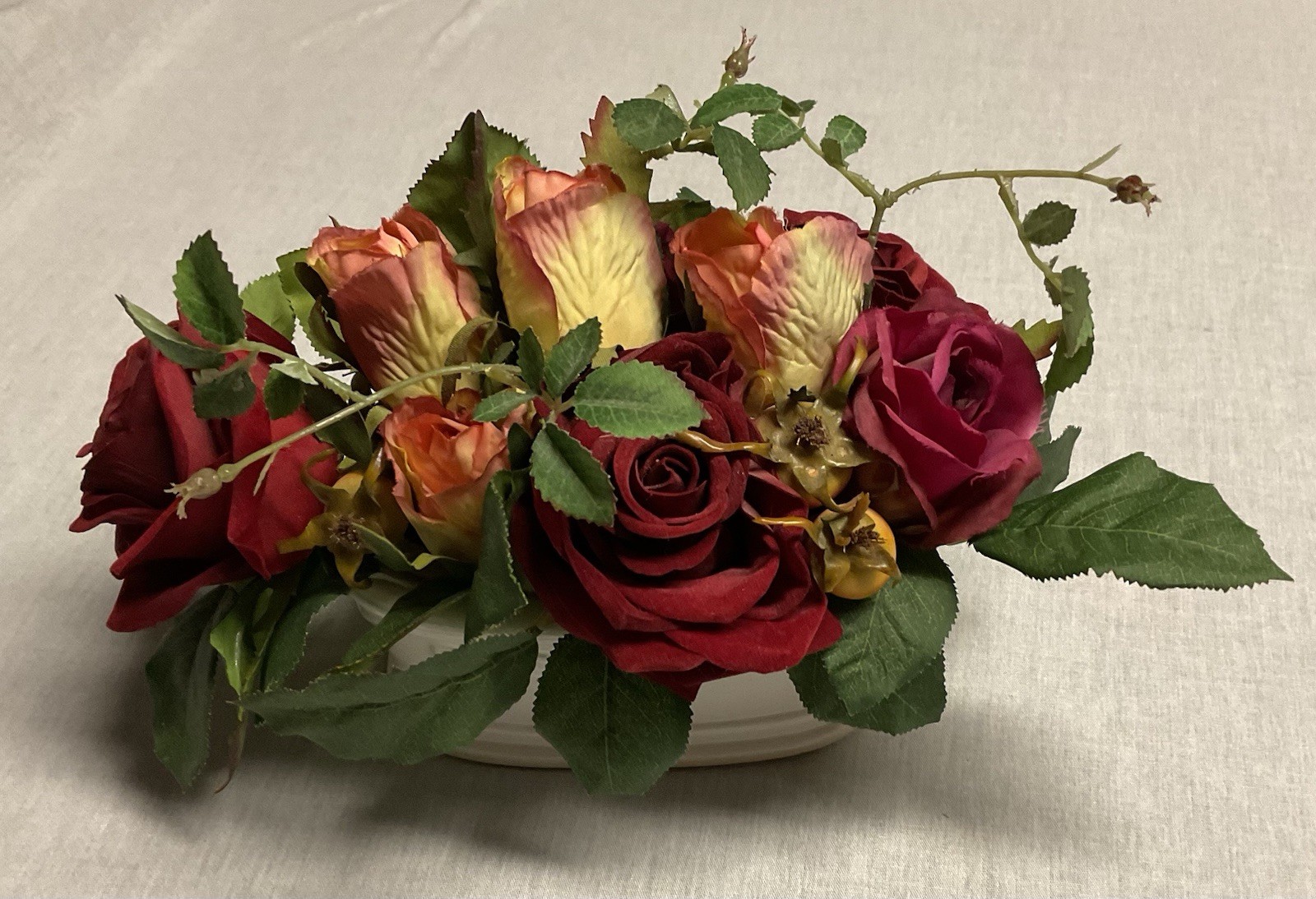 Artificial Flowers And Ceramic Holder/Pot