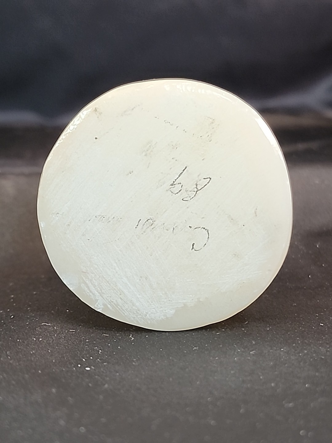 Vintage Variegated Earth Toned Onyx Marble 3″, 7 Hole Flower Frog Italy