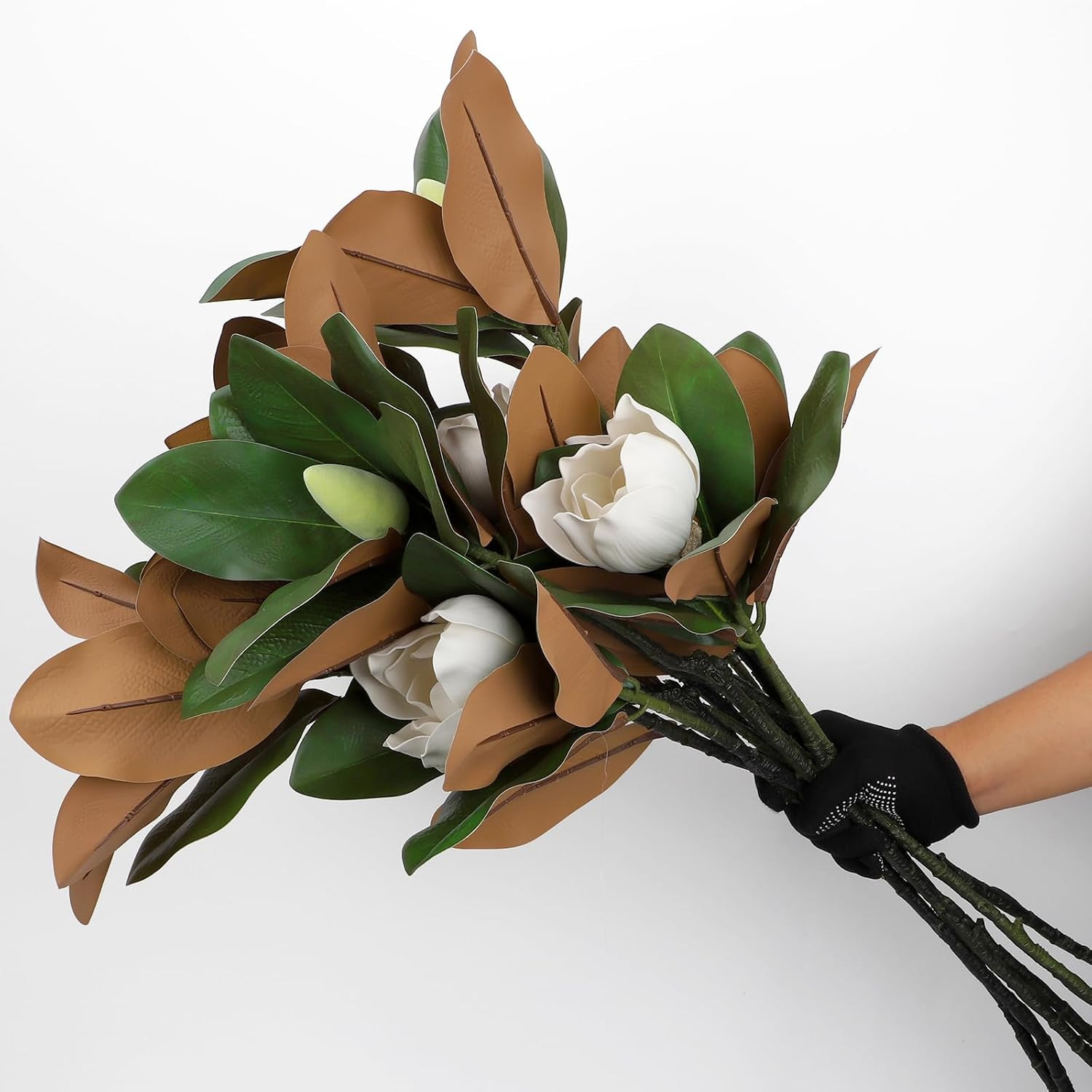 33.5″ Artificial Magnolia Flowers – 2PCS Real Touch Faux Floral Arrangement Whit