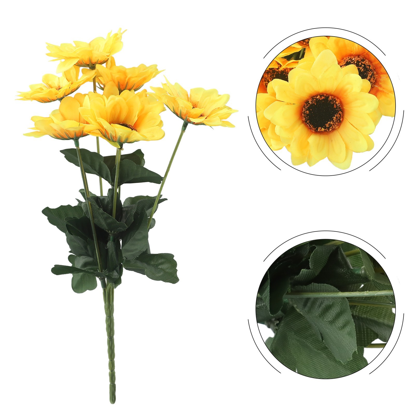 7 Heads Artificial Sunflowers Fake Flower Bouquet Garden Wedding Party Decor New