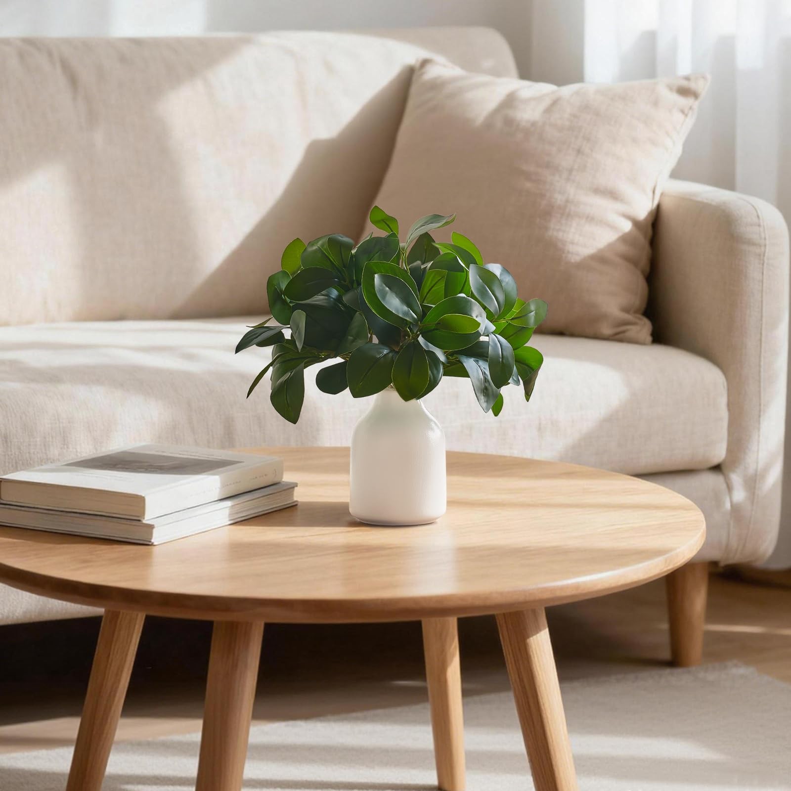 Fake Plants in Small White Vase for Table Decor Faux Plant Indoor